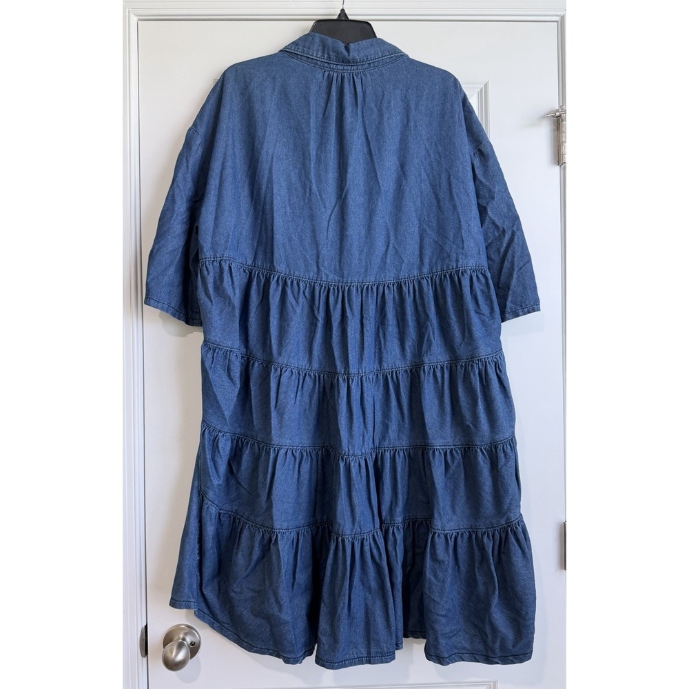 They Look Women's Denim Tiered Button Up Short Sleeve Dress Size 3XL - Picture 3 of 5